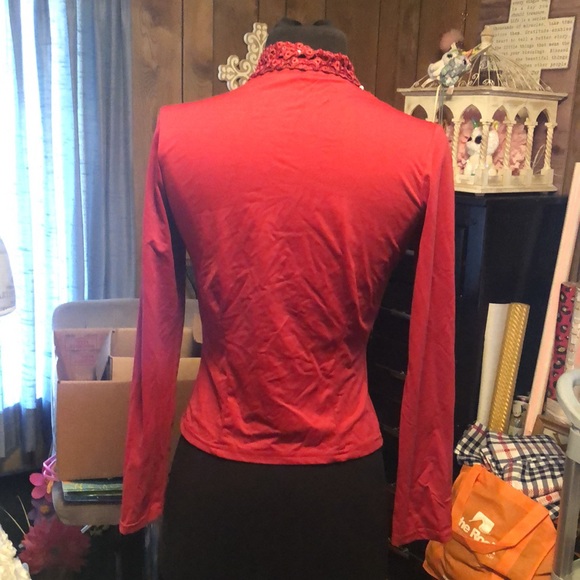 Beautiful Red Sequin Women’s Long Sleeved Jacket Made in France - Picture 3 of 15